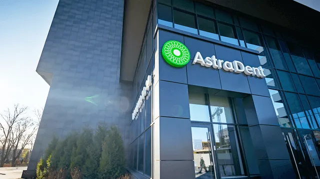 Astra Dent clinic storefront, offering professional dental services with a welcoming exterior.